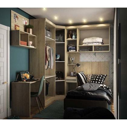 Imagem de Guarda Roupa De Canto Solteiro 1 Gaveta C/ Cabeceira E Escri