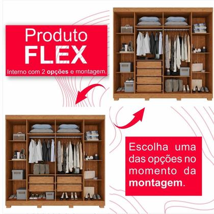 Imagem de Guarda-Roupa de Casal 100% MDF 6 Portas 4 Gavetas Inglaterra Com Espelho - Tudo de Móveis