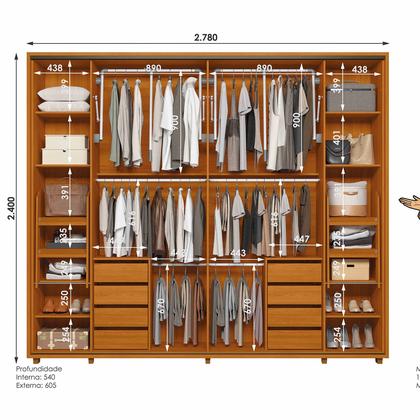Imagem de Guarda Roupa de Casal 2 Portas de correr Dali Cinamomo Off White