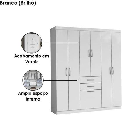 Imagem de Guarda-Roupa De Casal Branco Com 7 Portas 2 Gavetas Aramóveis