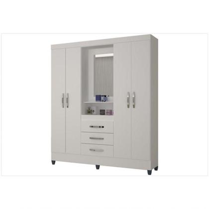 Imagem de Guarda Roupa De Casal Capri 04 Portas E 03 Gavetas Flex Branco Ou Branco Com Rosa - Moval