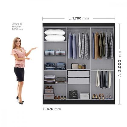 Imagem de Guarda Roupa De Casal Paris 6 Portas Mdp Preto Fosco Maxel Preto Fosco