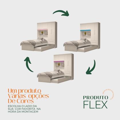 Imagem de Guarda-Roupa De Solteiro Escócia 4 Portas com cama auxiliar 100% MDF Linhamobília