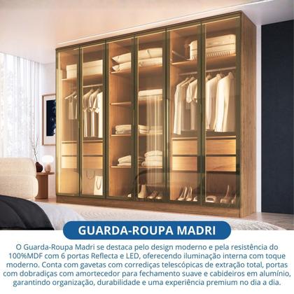 Guarda-Roupa Deflecta com LED Madri Marrom/Macadânia - Móveis