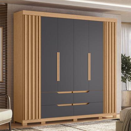 Imagem de Guarda Roupa Doble Casal Ripado 6 Portas 4 Gavetas MDP Albatroz