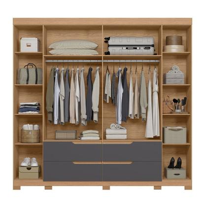 Imagem de Guarda Roupa Doble Casal Ripado 6 Portas 4 Gavetas MDP Albatroz