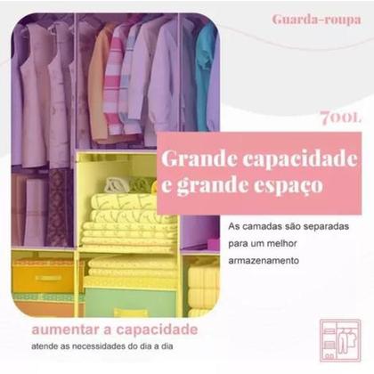 Imagem de Guarda Roupa Dobrável 2 Portas Armário Para Organizar Roupa