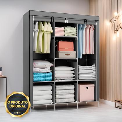 Imagem de Guarda Roupa Dobrável Organizador De Roupa Cinza 88130b