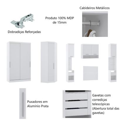 Imagem de Guarda Roupa Dormitório Modulado Alpes Solteiro Canto c/ 2 Portas de Correr - Luciane M01