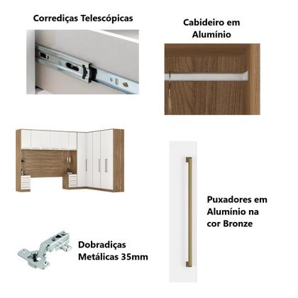 Imagem de Guarda Roupa Dormitório Modulado Irlanda Casal/Queen Canto - Amêndola Touch e Branco - Roupeiro Demobile C2