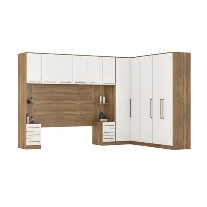 Imagem de Guarda Roupa Dormitório Modulado Irlanda Casal/Queen Canto - Amêndola Touch e Branco - Roupeiro Demobile C2