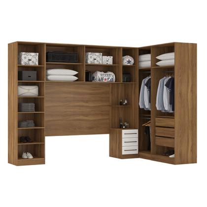 Imagem de Guarda Roupa Dormitório Modulado Irlanda Casal/Queen Canto - Amêndola Touch e Branco - Roupeiro Demobile C3