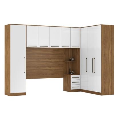 Imagem de Guarda Roupa Dormitório Modulado Irlanda Casal/Queen Canto - Amêndola Touch e Branco - Roupeiro Demobile C3