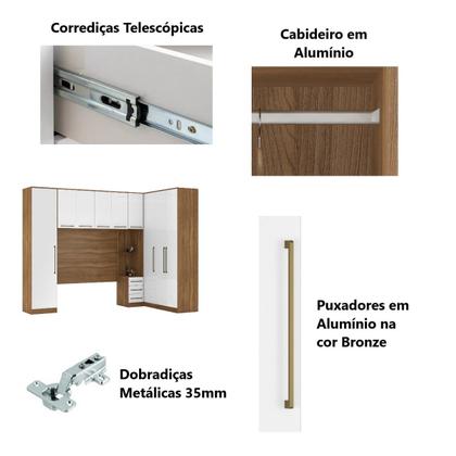 Imagem de Guarda Roupa Dormitório Modulado Irlanda Casal/Queen Canto - Amêndola Touch e Branco - Roupeiro Demobile C3