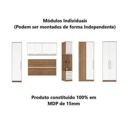 Imagem de Guarda Roupa Dormitório Modulado Irlanda Casal/Queen Canto - Amêndola Touch e Branco - Roupeiro Demobile C3