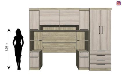Imagem de Guarda Roupa Dormitório Modulado Master Solteiro - Avelã Rústico e Ártico Rústico - Luciane M01