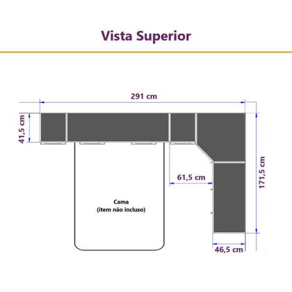 Imagem de Guarda Roupa Dormitório Modulado Paris Casal 1,38 m Canto - Roupeiro Luciane M01