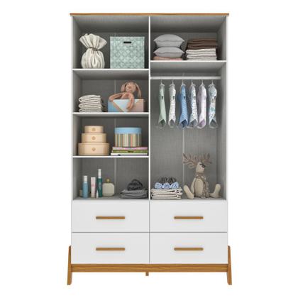 Imagem de Guarda Roupa e Cômoda Retro Moveis Peroba Guti MDF Branco Amêndoa 