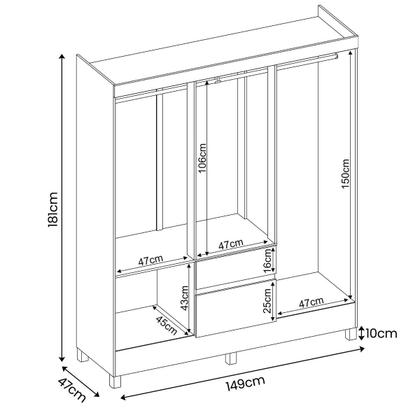 Imagem de Guarda Roupa Flash II Casal Quarto com 6 Portas e 2 Gavetas