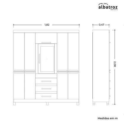 Imagem de Guarda Roupa Fusion Casal MDP com Porta Basculante e Espelho Premium Albatroz