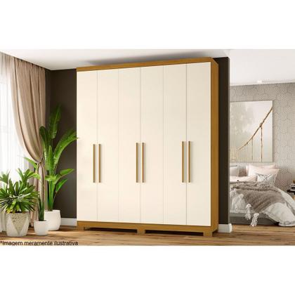 Guarda Roupa Henn Briz B75 6 Portas e 2 Gavetas Nature/Off White