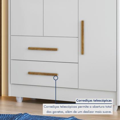 Imagem de Guarda Roupa Infantil 100% MDF Flocos 3 Portas 2 Gavetas