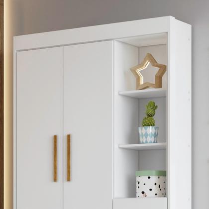 Imagem de Guarda Roupa Infantil 100% MDF Flocos 3 Portas 2 Gavetas