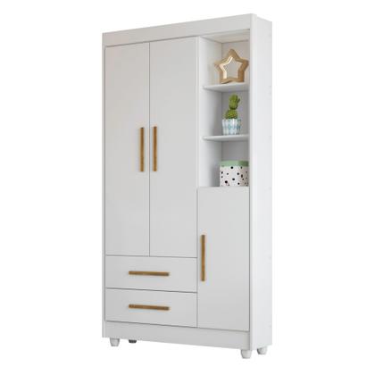 Imagem de Guarda Roupa Infantil 100% MDF Flocos 3 Portas 2 Gavetas