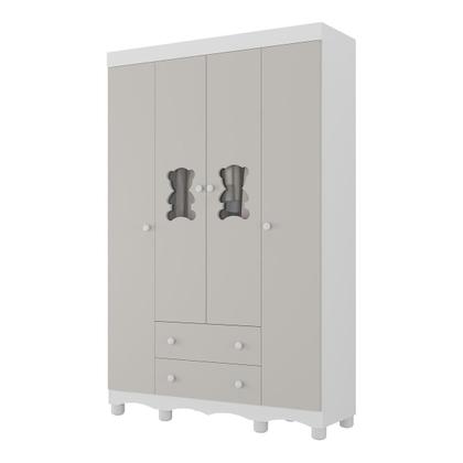 Imagem de Guarda-roupa Infantil 122cm com Vidro 4 Portas e 2 Gavetas Ternura Multimóveis MP4478