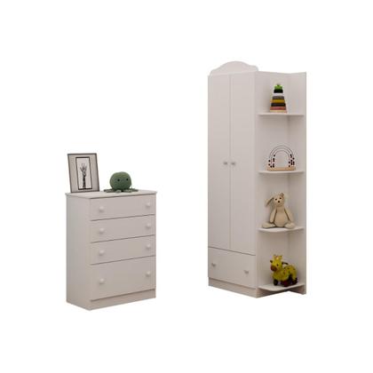 Imagem de Guarda-Roupa Infantil 2 Portas 1 Gaveta com Cômoda 4 Gavetas João e Maria Multimóveis MP4355