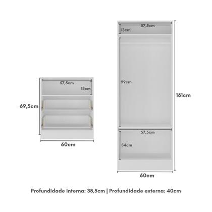 Imagem de Guarda-Roupa Infantil 2 Portas 1 Gaveta com Cômoda 4 Gavetas João e Maria Multimóveis MP4355