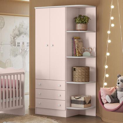Imagem de Guarda Roupa Infantil 2 Portas e 3 Gavetas Doce Sonho com Nicho - Qmovi
