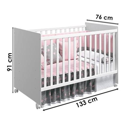 Imagem de Guarda Roupa Infantil 2 Portas Katatau e Berço Americano Tico Branco Brilho com Colchão Gazin  Reller