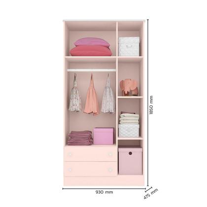 Imagem de Guarda-roupa Infantil 3 Portas 2 Gavetas Doce Sonho Rosa Acetinado
