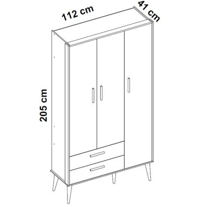 Imagem de Guarda Roupa Infantil 3 Portas 2 Gavetas Isis