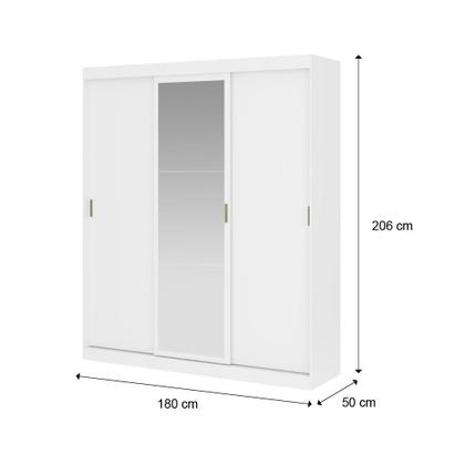 Imagem de Guarda Roupa Infantil 3 Portas 4 Gav 1 Espelho Branco Fenix