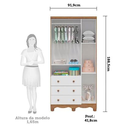Imagem de Guarda Roupa Infantil 3 Portas com Janelas 3 Gavetas 100% MDF Uli New Móveis Peroba