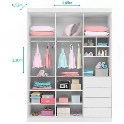 Imagem de Guarda-roupa Infantil 3 Portas e 4 Gavetas com corrediças telescópicas