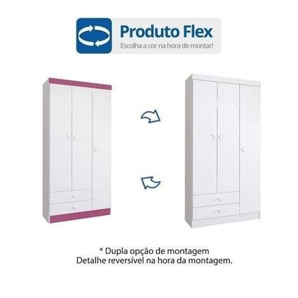 Imagem de Guarda-Roupa Infantil 3 Portas Happy Baby Atualle Móveis Flex Color