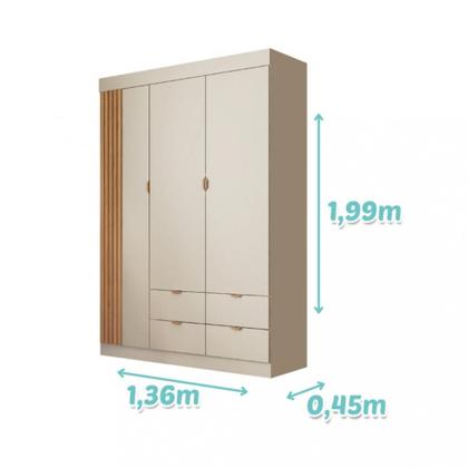 Imagem de Guarda Roupa Infantil 3 Portas Ripado Ayla Phoenix Baby