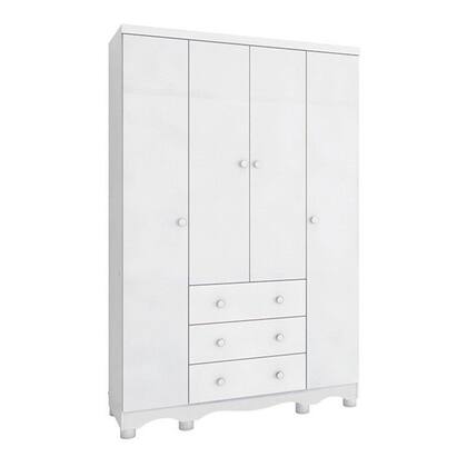 Imagem de Guarda Roupa Infantil 4 Portas 3 Gavetas 100% MDF Mimo Branco/Brilho