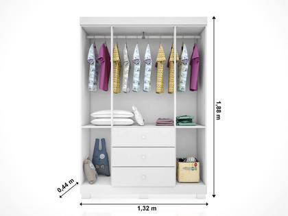 Imagem de Guarda Roupa Infantil 4 Portas 3 Gavetas Roupeiro Ane Bebê Detalhe Nuvem Branco - Phoenix Baby