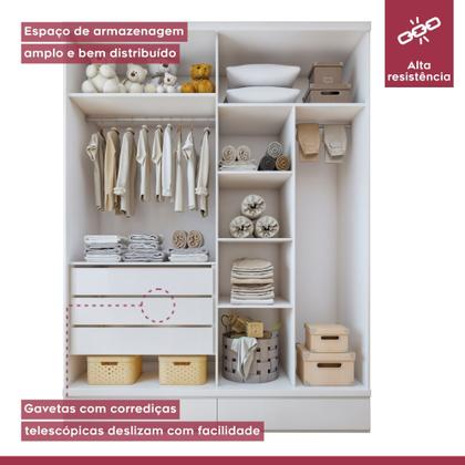 Imagem de Guarda-roupa Infantil 4 Portas 5 Gavetas 100% Mdf Aconchego