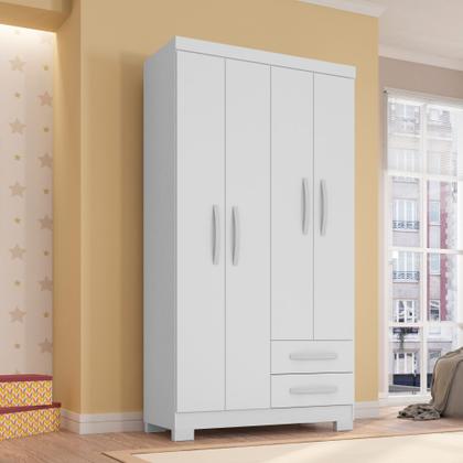 Imagem de Guarda Roupa Infantil 4 Portas Branco Flex Com Cômoda Sapateira 1 Porta 4 Gavetas Modena - Combo Stock
