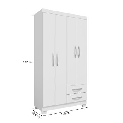 Imagem de Guarda Roupa Infantil 4 Portas Branco Flex Com Cômoda Sapateira 1 Porta 4 Gavetas Modena - Combo Stock