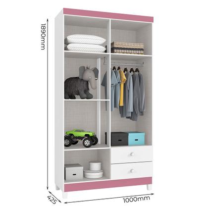 Guarda Roupa Infantil 4 Portas Com Cômoda Sapateira 1 Porta 4 Gavetas Baby Kids Branco Rosa Incorplac Imagem de Guarda Roupa Infantil 4 Portas Com Cômoda Sapateira 1 Porta 4 Gavetas Baby Kids Branco Rosa Incorplac