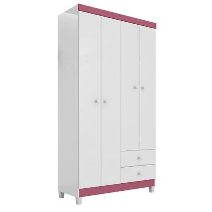 Guarda Roupa Infantil 4 Portas Com Cômoda Sapateira 1 Porta 4 Gavetas Baby Kids Branco Rosa Incorplac Imagem de Guarda Roupa Infantil 4 Portas Com Cômoda Sapateira 1 Porta 4 Gavetas Baby Kids Branco Rosa Incorplac