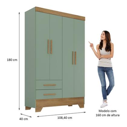 Imagem de Guarda Roupa Infantil 4 Portas e 2 Gavetas Tic Tac