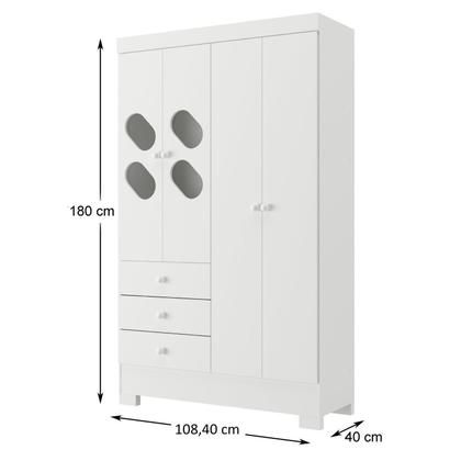 Imagem de Guarda Roupa Infantil 4 Portas e 3 Gavetas Luiza