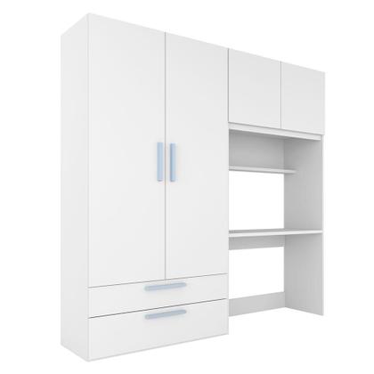 Imagem de Guarda Roupa Infantil 4 Pts 2 Gav Com Escrivaninha Joy Bco/azul - M.a